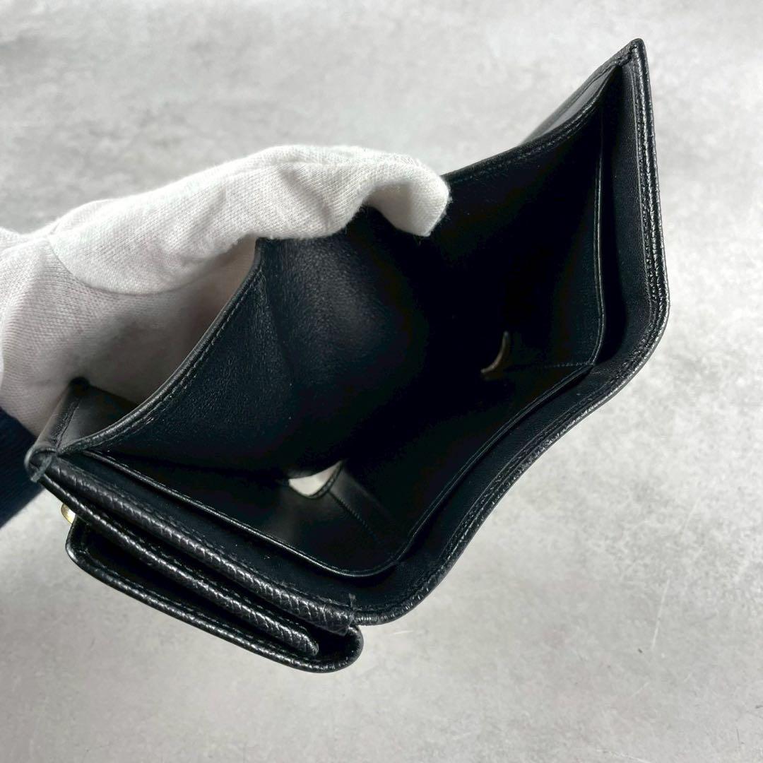 【美品】ブルガリ 三つ折り財布 ビーゼロワン ブラック レザー