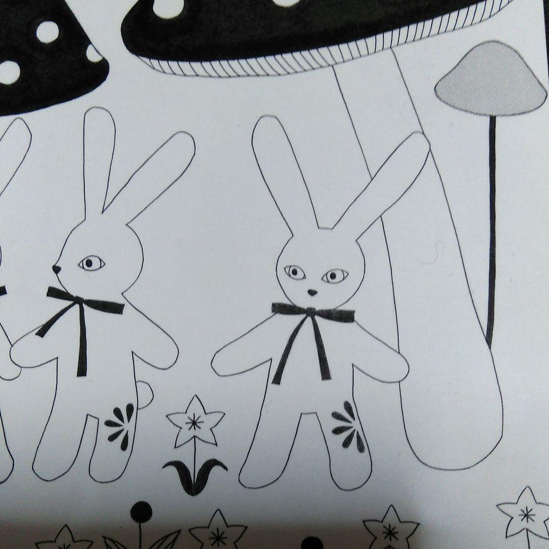 モノクロ原画 兎＊キノコ＊星花