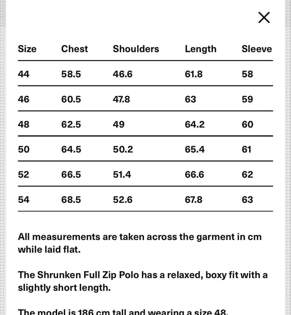 Shrunken Fullzip Polo サイズ46