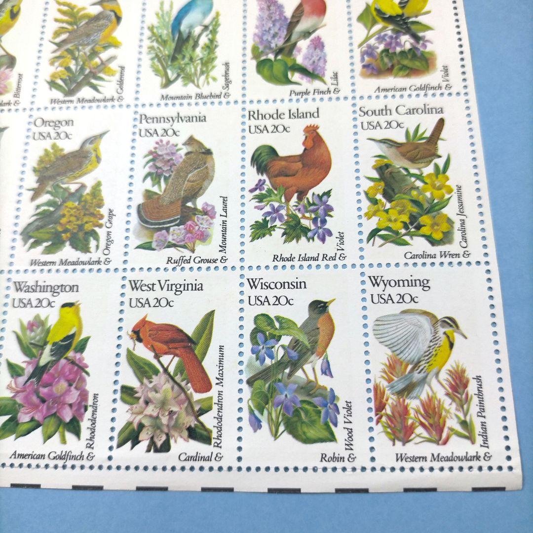 2772 外国切手 アメリカ 【人気品】州立鳥と花 50種完セットシート 未使用