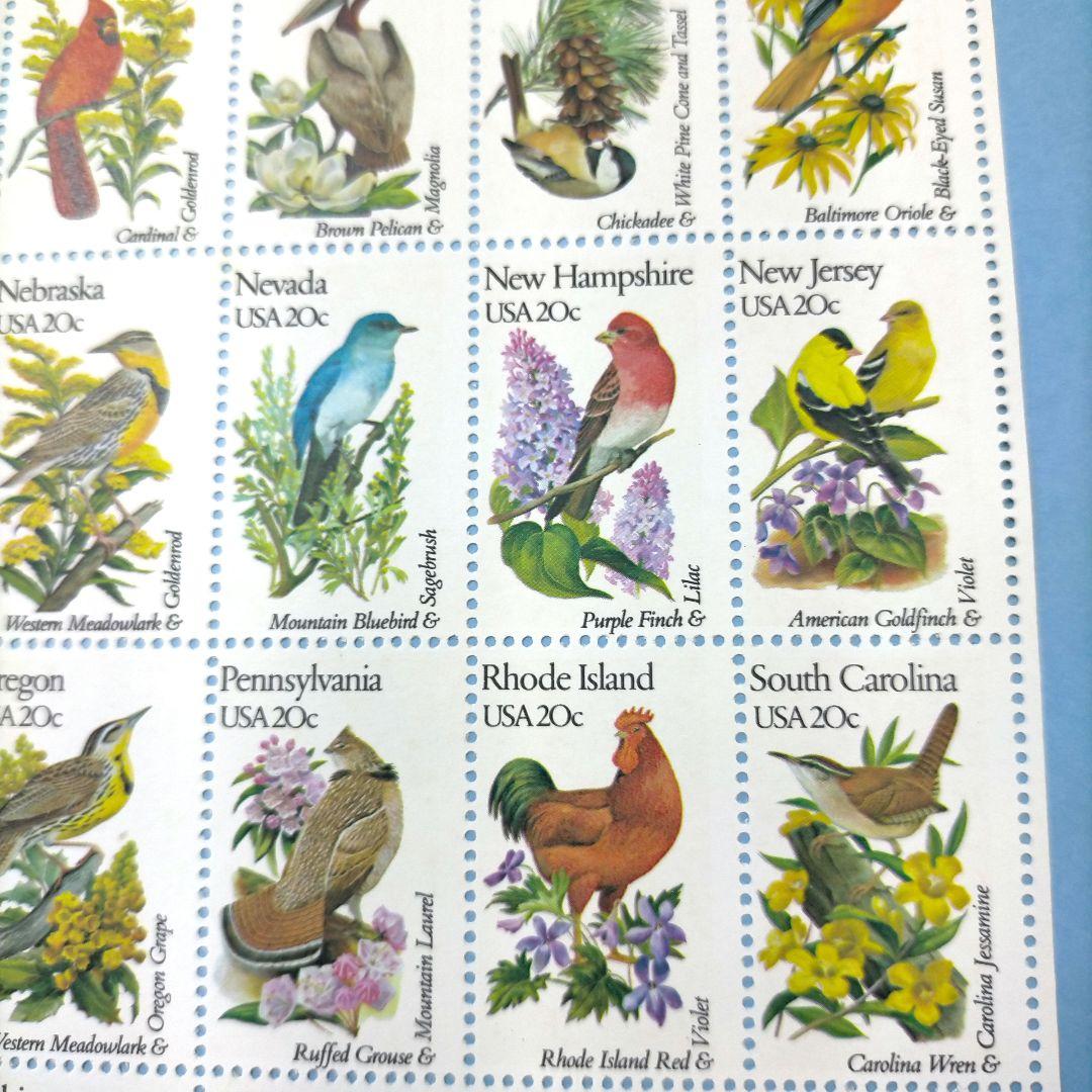 2772 外国切手 アメリカ 【人気品】州立鳥と花 50種完セットシート 未使用