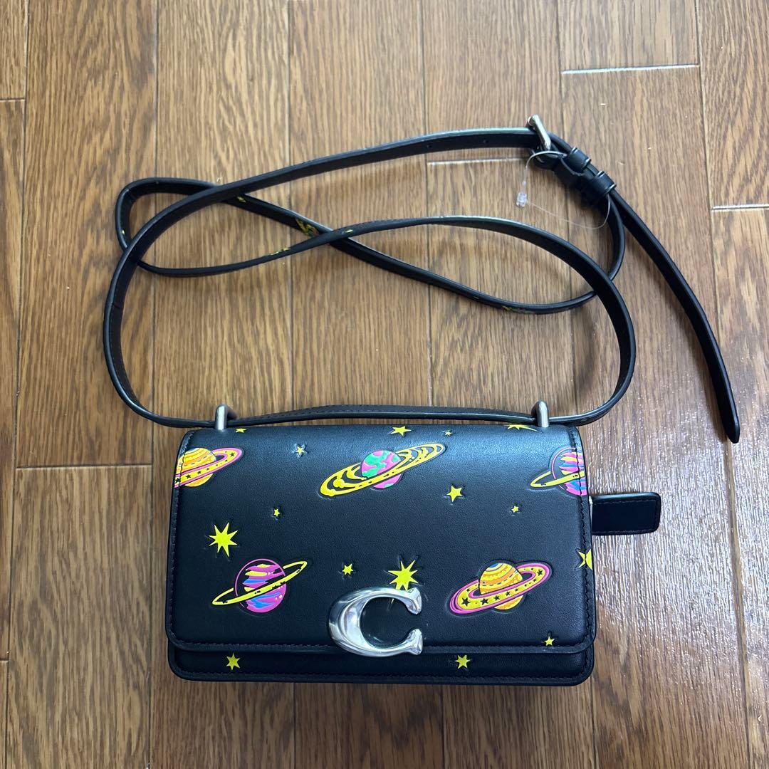 COACH 宇宙柄 ショルダーバッグ ブラック