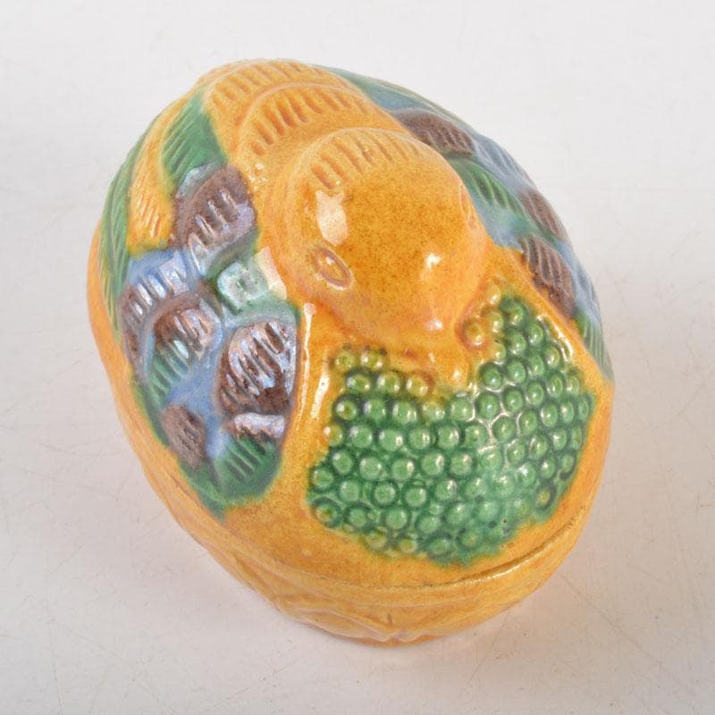 茶道具　平戸焼　横石嘉助作　交趾三彩　鳥形　香合　共箱　V　6522