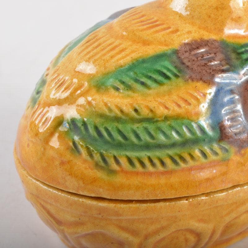 茶道具　平戸焼　横石嘉助作　交趾三彩　鳥形　香合　共箱　V　6522