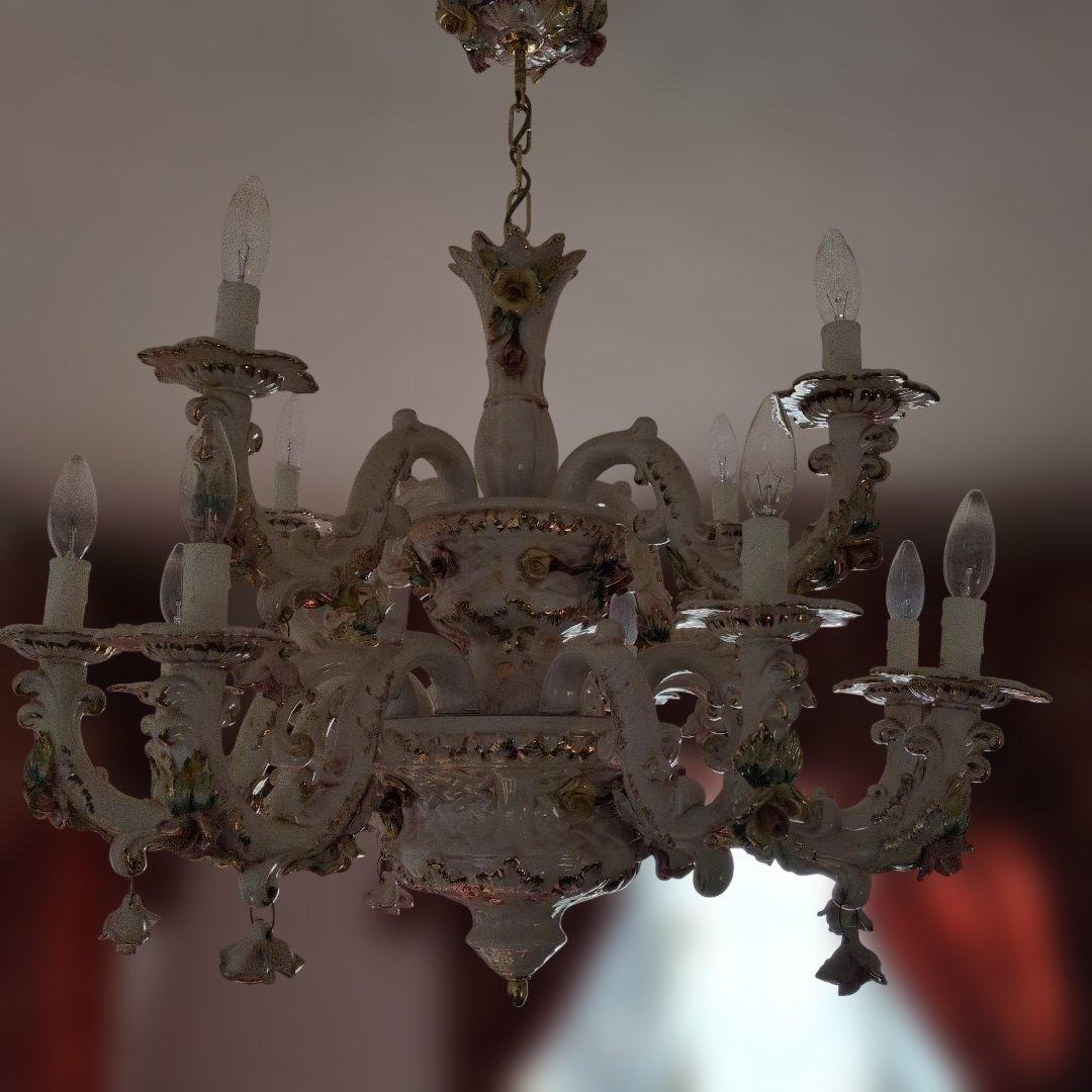 フラワーモチーフ 8灯シャンデリア