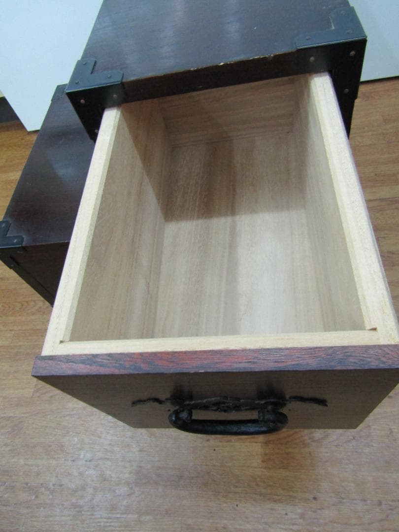 階段箪笥　昭和レトロ　ヴィンテージ　木製2段引き出しタンス