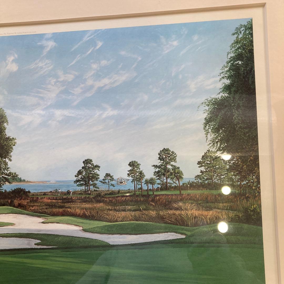 Linda Hartough サイン入り ゴルフ場の絵 1989年 古画