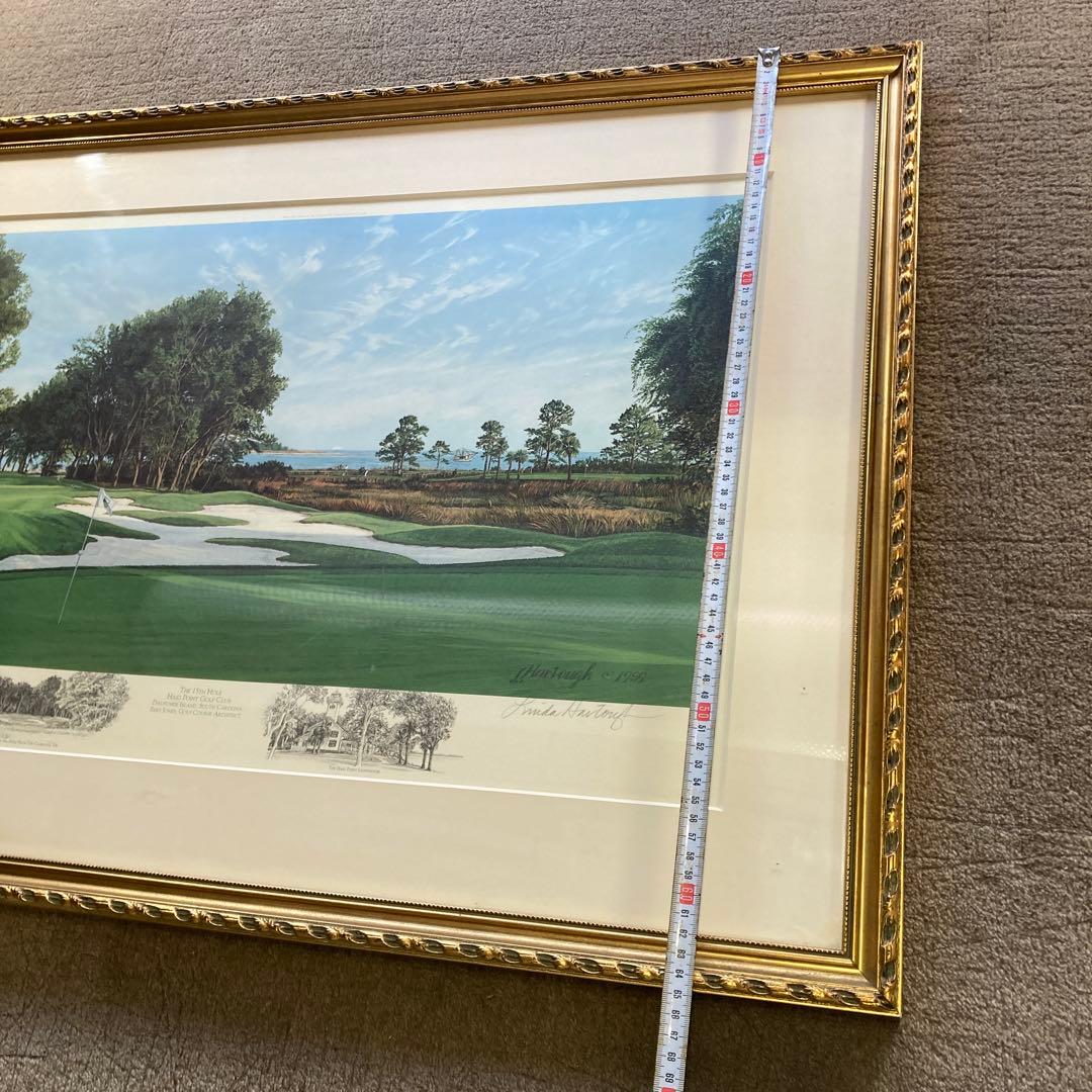 Linda Hartough サイン入り ゴルフ場の絵 1989年 古画