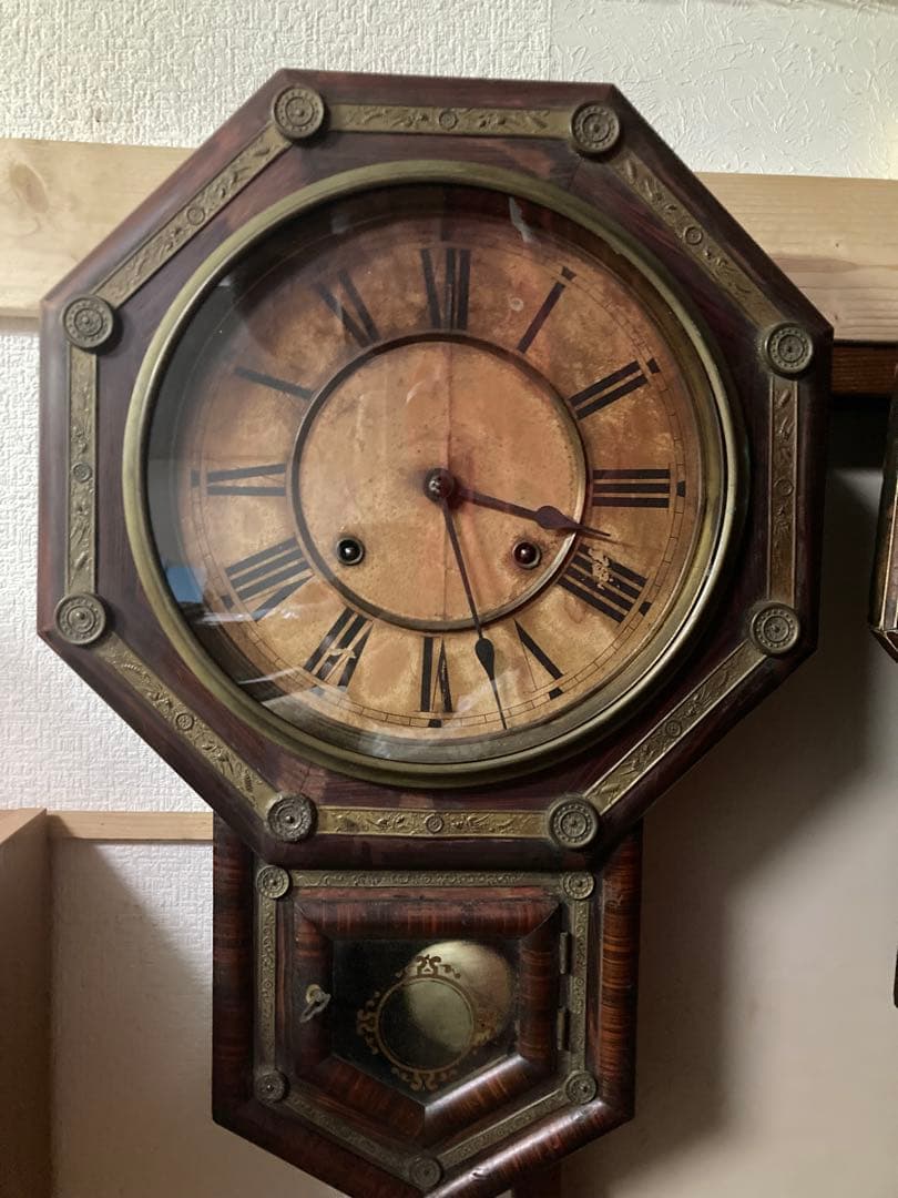 アンティーク名古屋時計製造 8日巻 ボンボン柱時計 稼働中