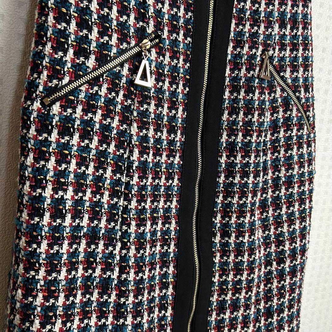 【美品】an ツイード ノースリーブ ミニドレス S