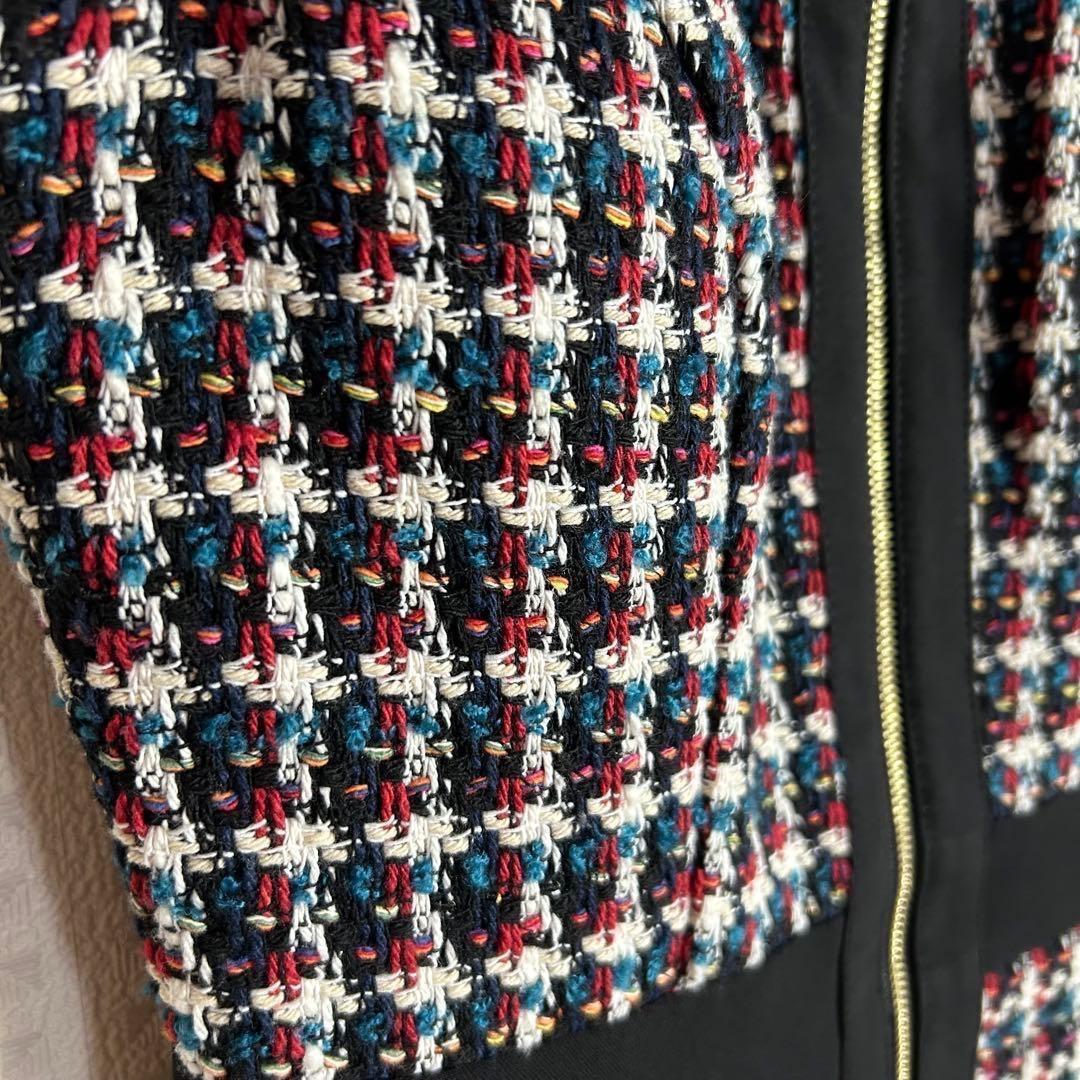 【美品】an ツイード ノースリーブ ミニドレス S