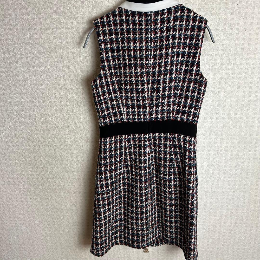 【美品】an ツイード ノースリーブ ミニドレス S