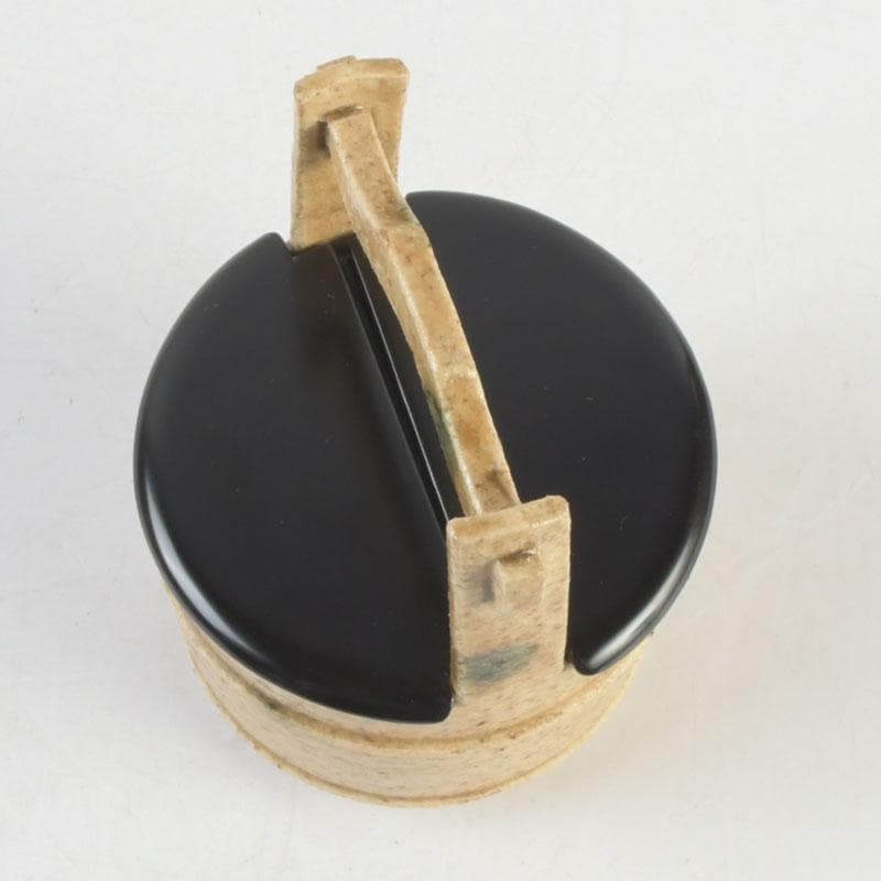 茶道具　瀬戸焼　黄瀬戸　加藤連瓶造　手桶茶入　共箱　V　9684