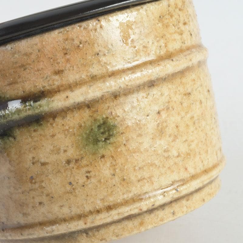 茶道具　瀬戸焼　黄瀬戸　加藤連瓶造　手桶茶入　共箱　V　9684