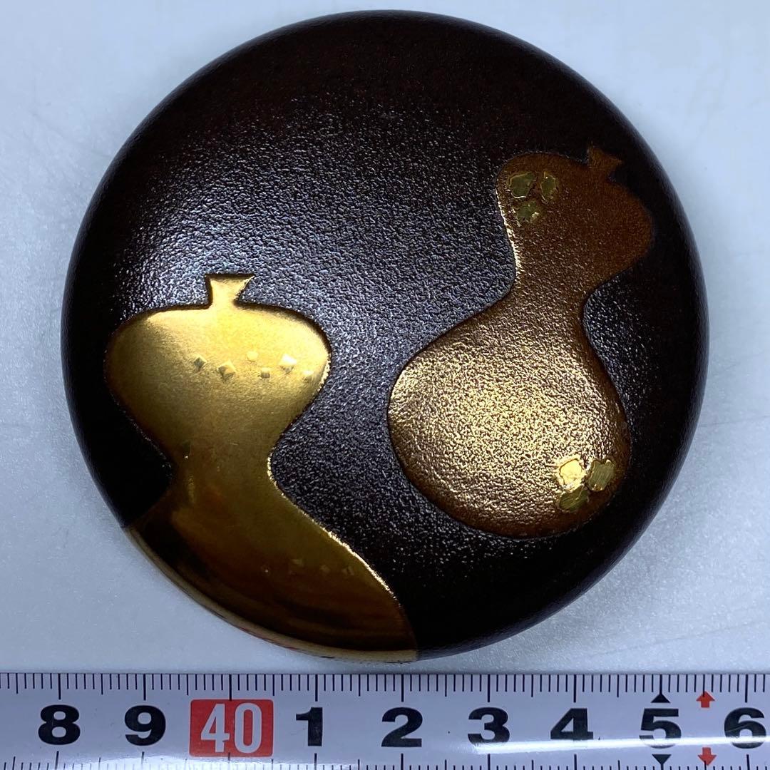 吉田華正造　六瓢蒔絵　銀錆塗　内銀地　大棗　高さ7.3cm東N7-1118☆2F