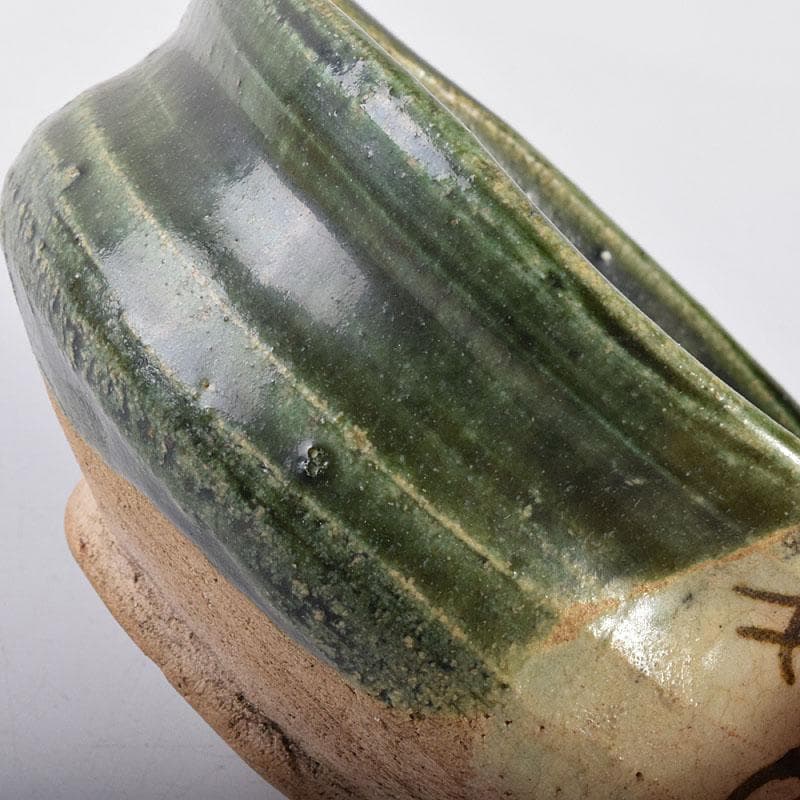 茶道具　織部焼　沓茶碗　桐箱付　N　7046