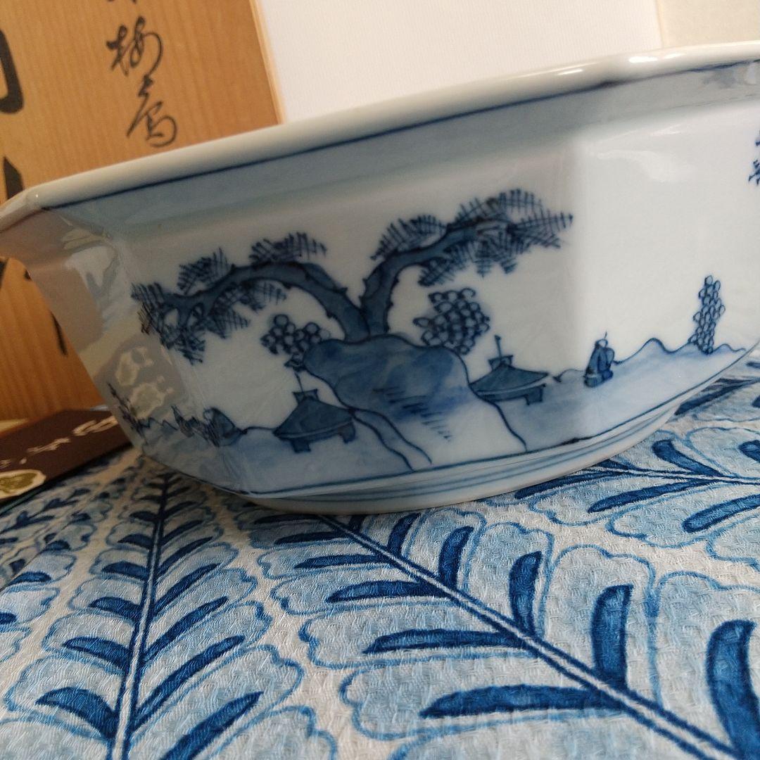 源右衛門⭐️染付梅鶯見込 八角型 角鉢