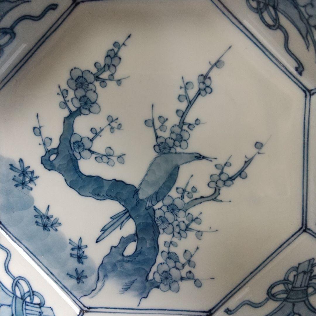 源右衛門⭐️染付梅鶯見込 八角型 角鉢