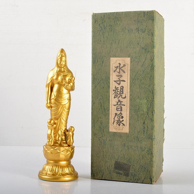 仏教美術　古銅鍍金　水子観音像　仏像　置物　箱付　C　5983