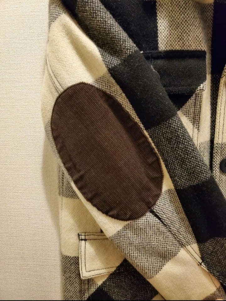 エクストララージ ジャケット アウター ウール モノクロ チェック柄 中綿