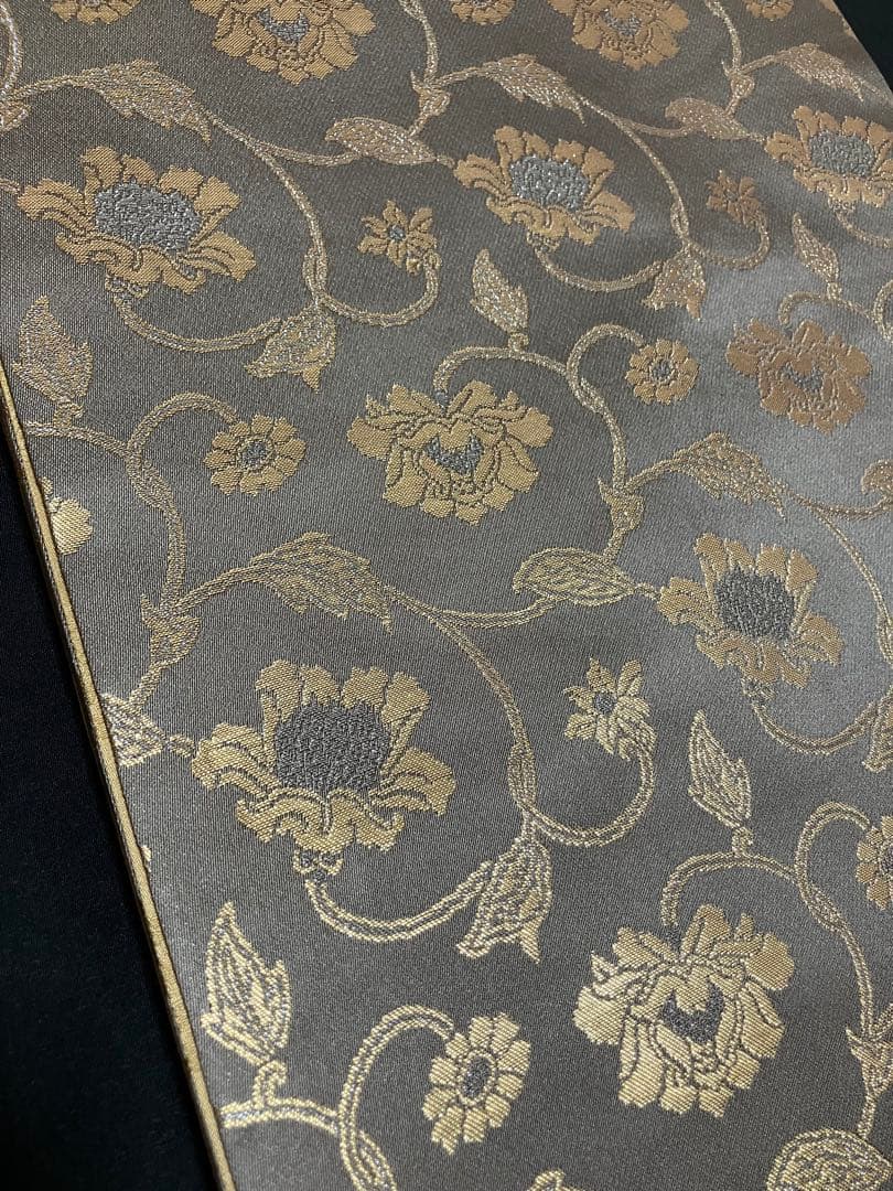 龍村晋謹製 袋帯 全通柄 正絹 牡丹唐草文 未使用 イ5793