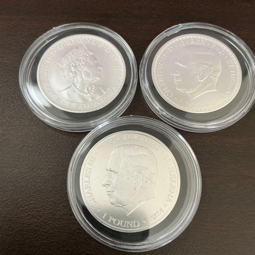 ウナとライオン　2022.2023.2024　3枚セット　セントヘレナ　銀貨
