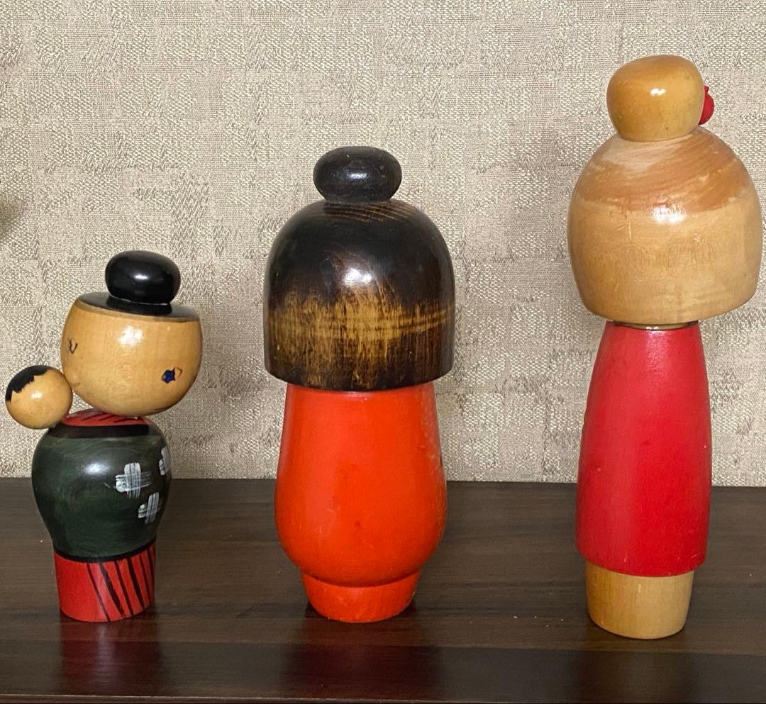 昭和レトロこけし人形3体セット　高見沢一夫作、宮下はじめ作、おしん子守唄、早春譜