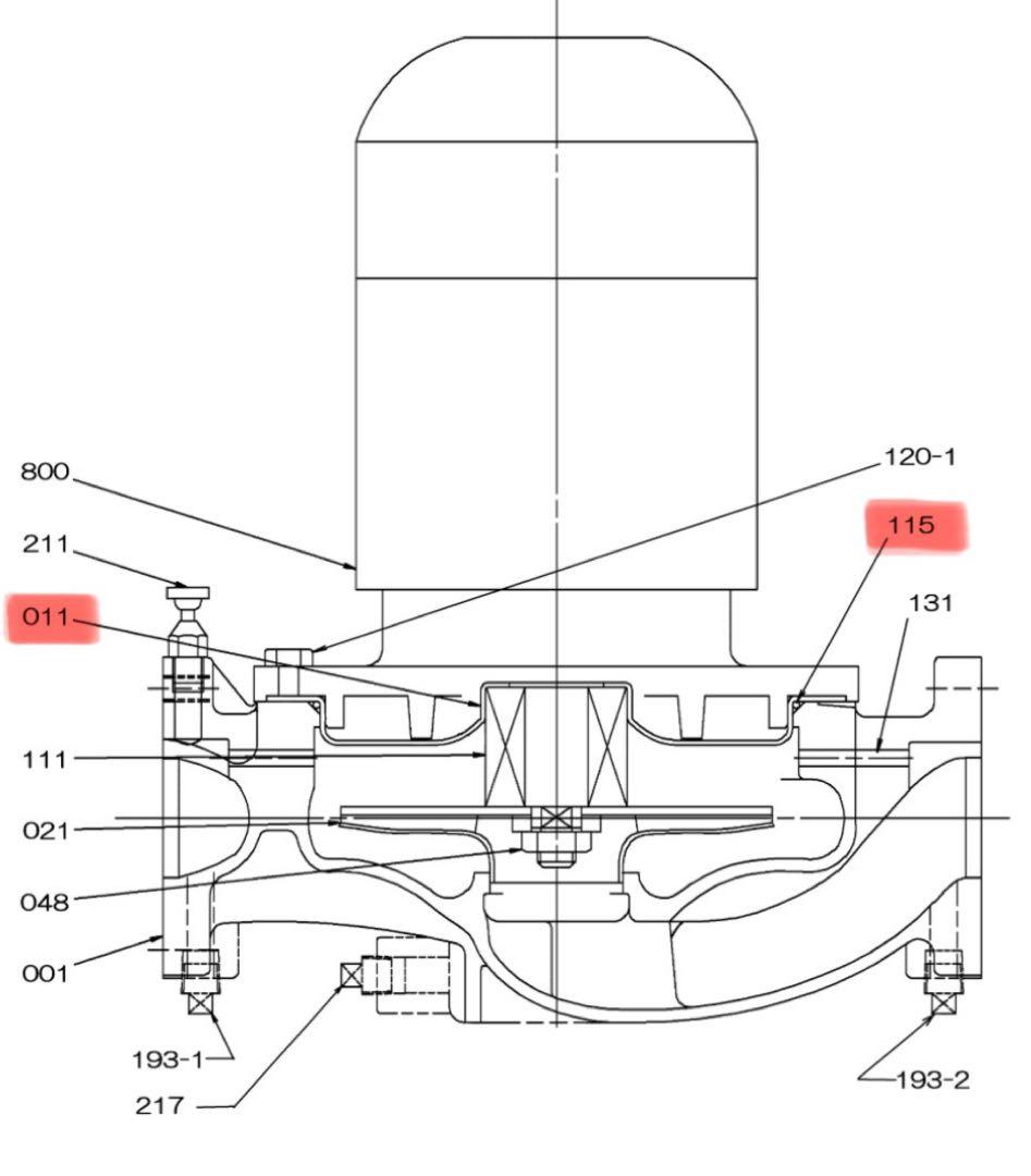 ケーシングカバー(Oリング付き)エバララインポンプ用　荏原製作所