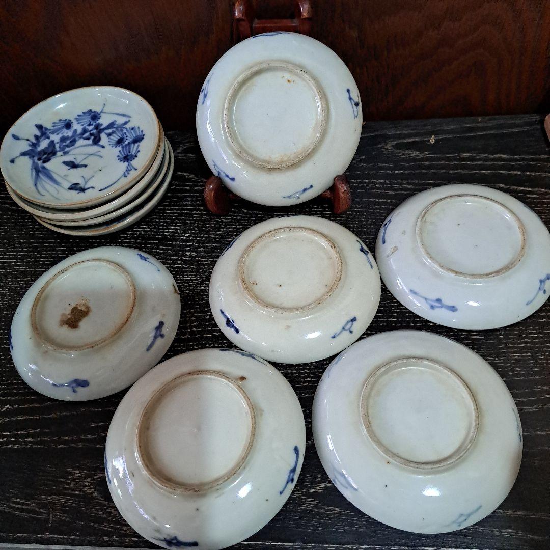 お値下げ中　　中国古玩　清時代　呉須染付青磁　　小皿　10客
