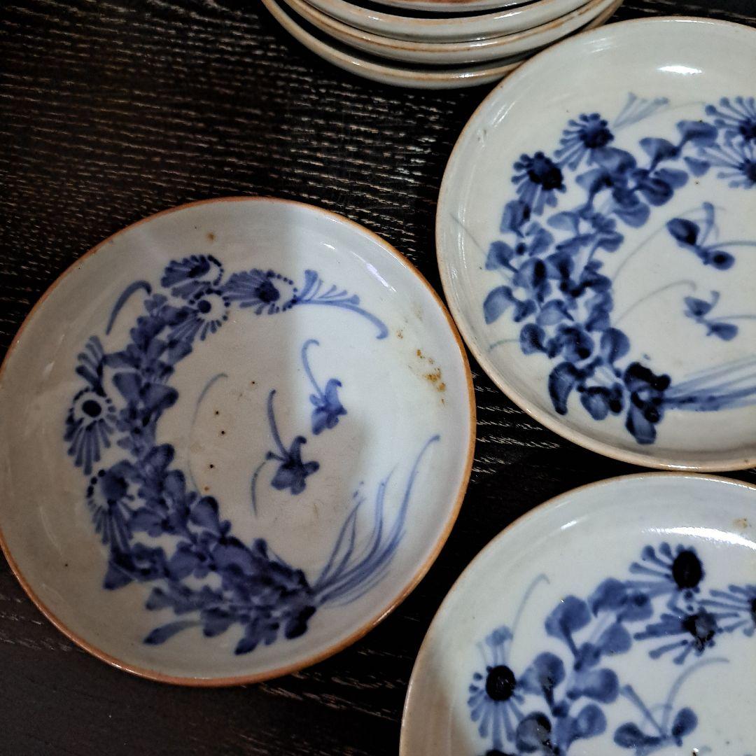 お値下げ中　　中国古玩　清時代　呉須染付青磁　　小皿　10客