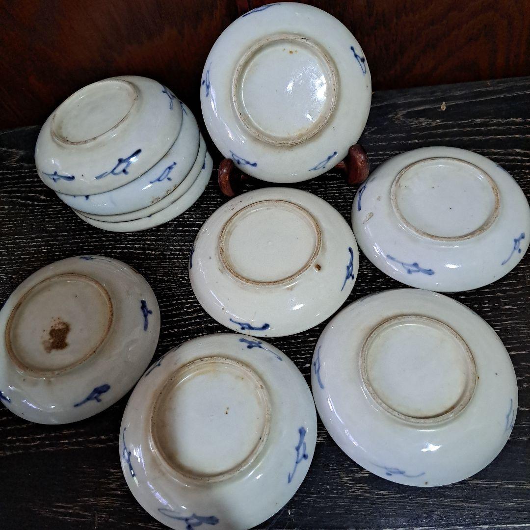 お値下げ中　　中国古玩　清時代　呉須染付青磁　　小皿　10客