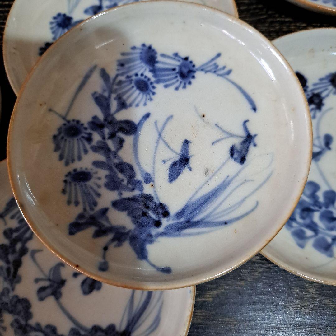 お値下げ中　　中国古玩　清時代　呉須染付青磁　　小皿　10客