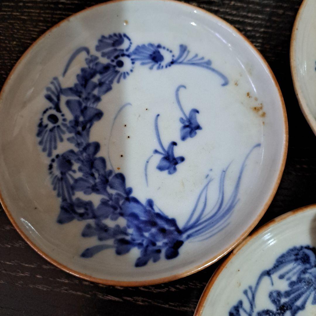 お値下げ中　　中国古玩　清時代　呉須染付青磁　　小皿　10客