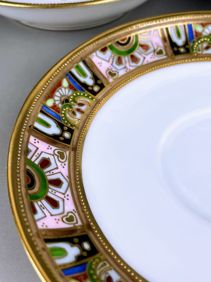 【美品】オールドノリタケ 金盛り チョコレートポット ３小皿 1ソーサー セット