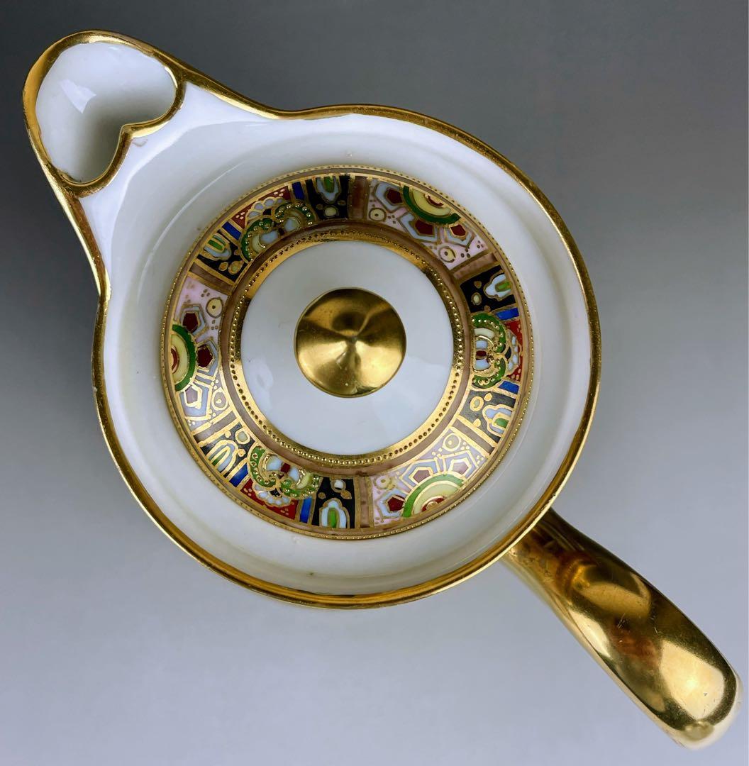 【美品】オールドノリタケ 金盛り チョコレートポット ３小皿 1ソーサー セット