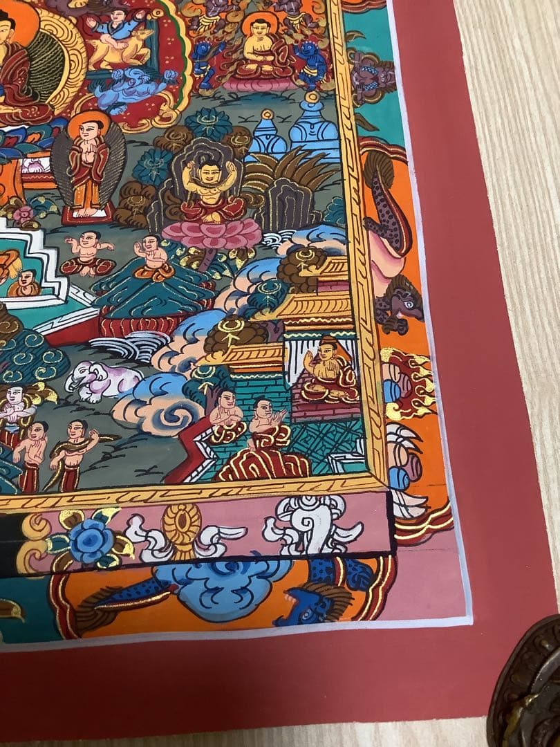 《 チベット密教　新品　1点物 》 釈迦の一生　手描き　曼荼羅　仏教　密教　38