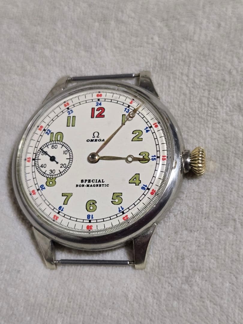 100年前の OMEGA　シルバーハンターケース スモセコ　メガヴィンテージ