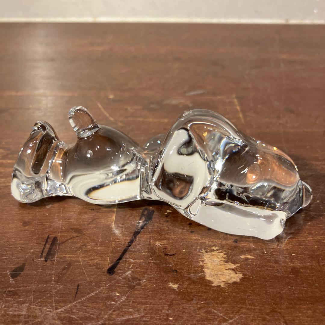 スヌーピー 佐々木硝子 クリスタル ペーパーウェイト 置物時計 SNOOPY