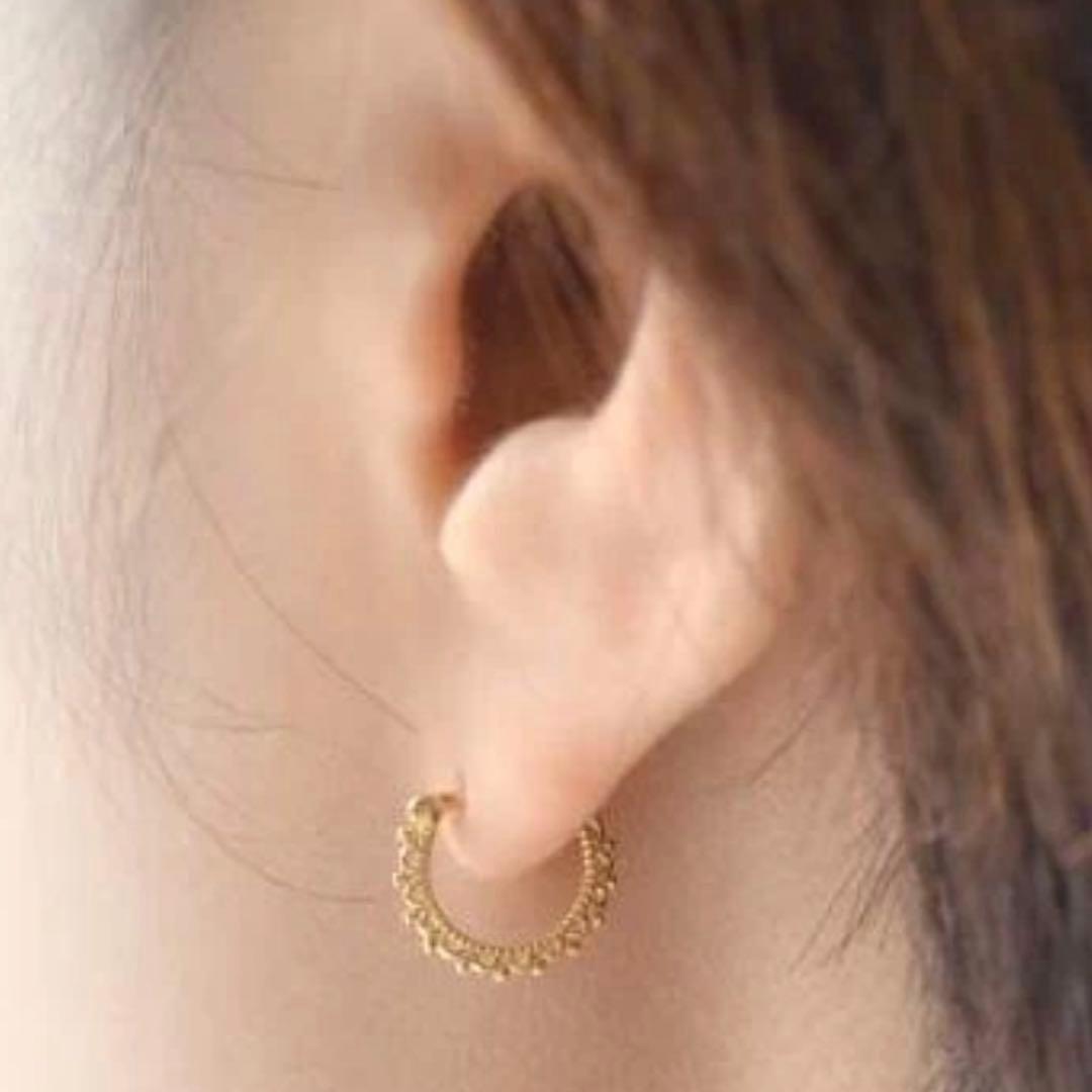 SOWI レースフープピアス　k18