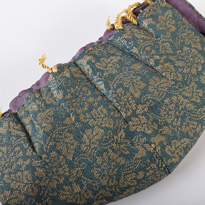 中国　堆朱　堆黒 　花文　蓋物　仕覆付　V　R8261