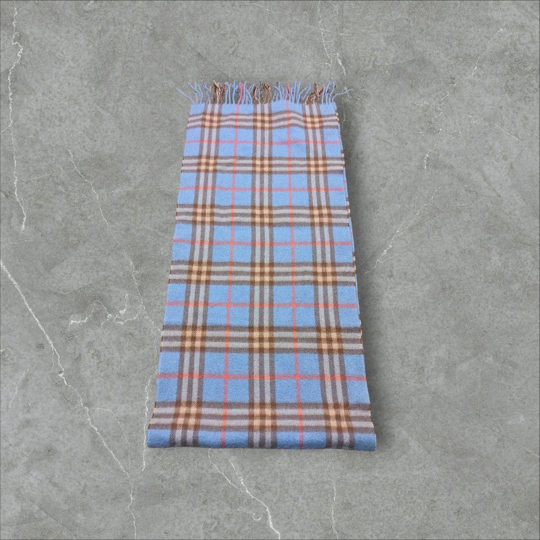 BURBERRY バーバリー カシミヤ100% ノバチェック マフラー 水色