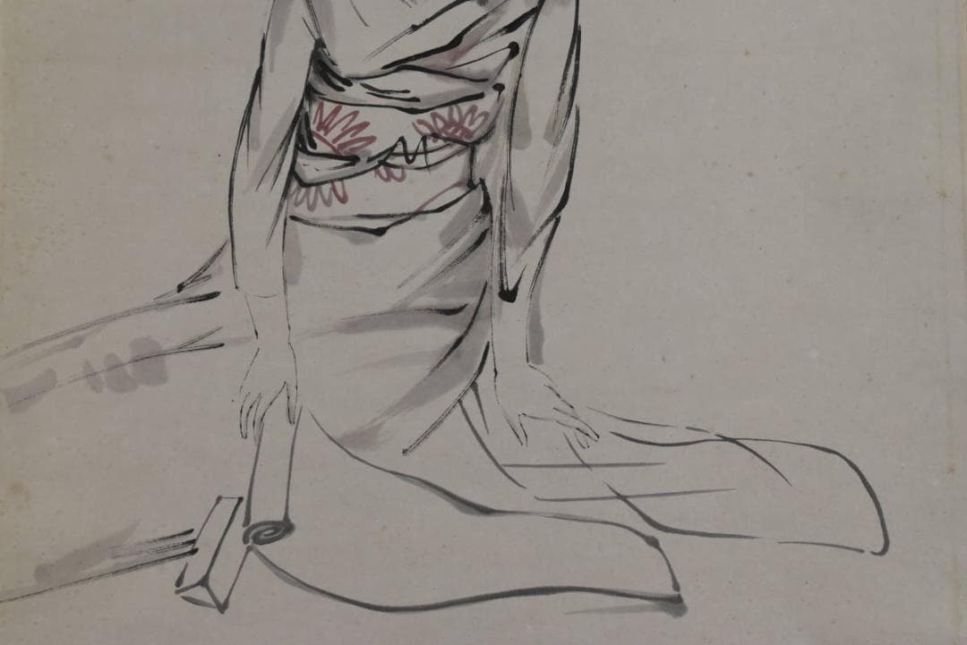 【模写】竹久夢二/美人画賛/掛軸/名家伝来/AA-873