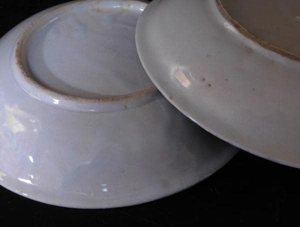 【時代磁器　染付　帆掛　山水文五寸皿　五枚／生掛・切込焼・初期古伊万里】