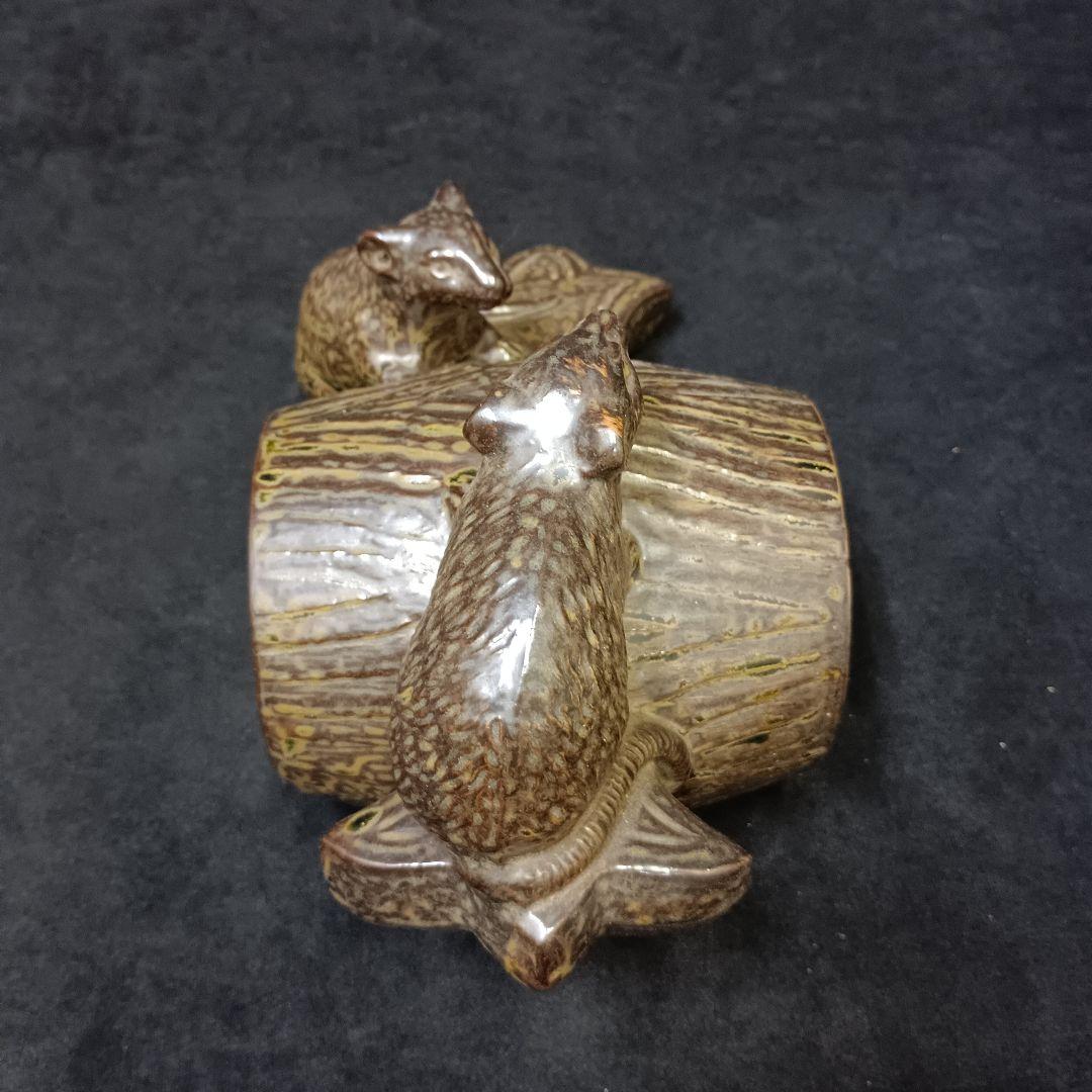 陶器 ネズミと小槌の置物 約25㎝