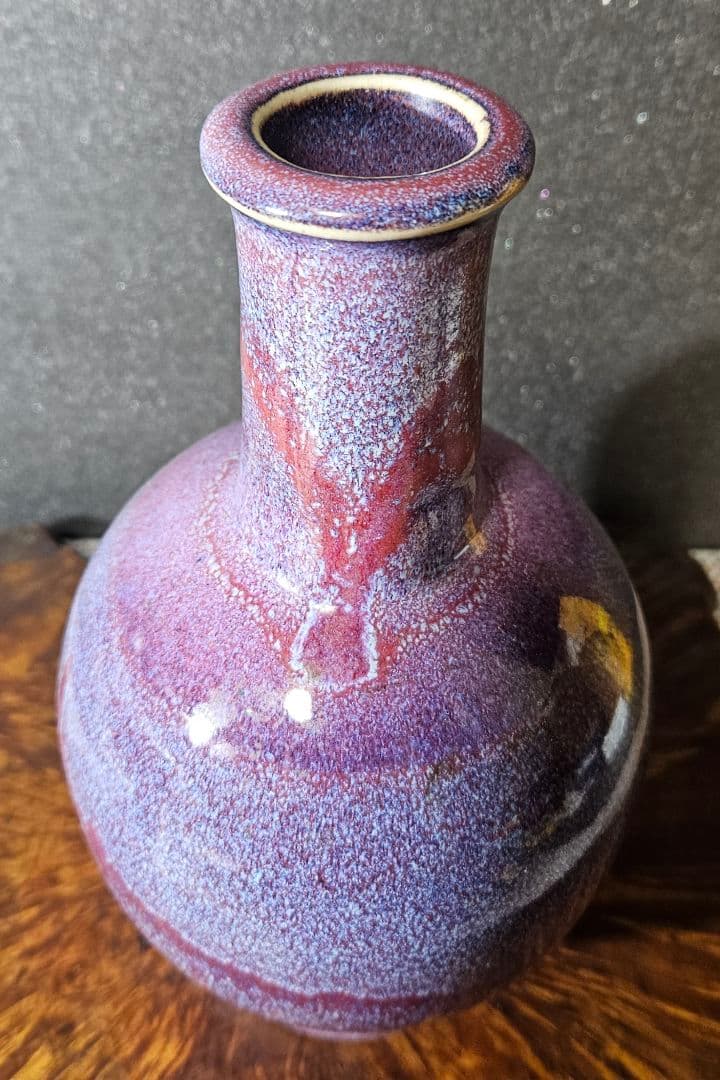 中国古美術　中国古陶磁器　中国古玩　 民国期頃　孔雀釉　瓶　花入　鈞窯　爐鈞窯