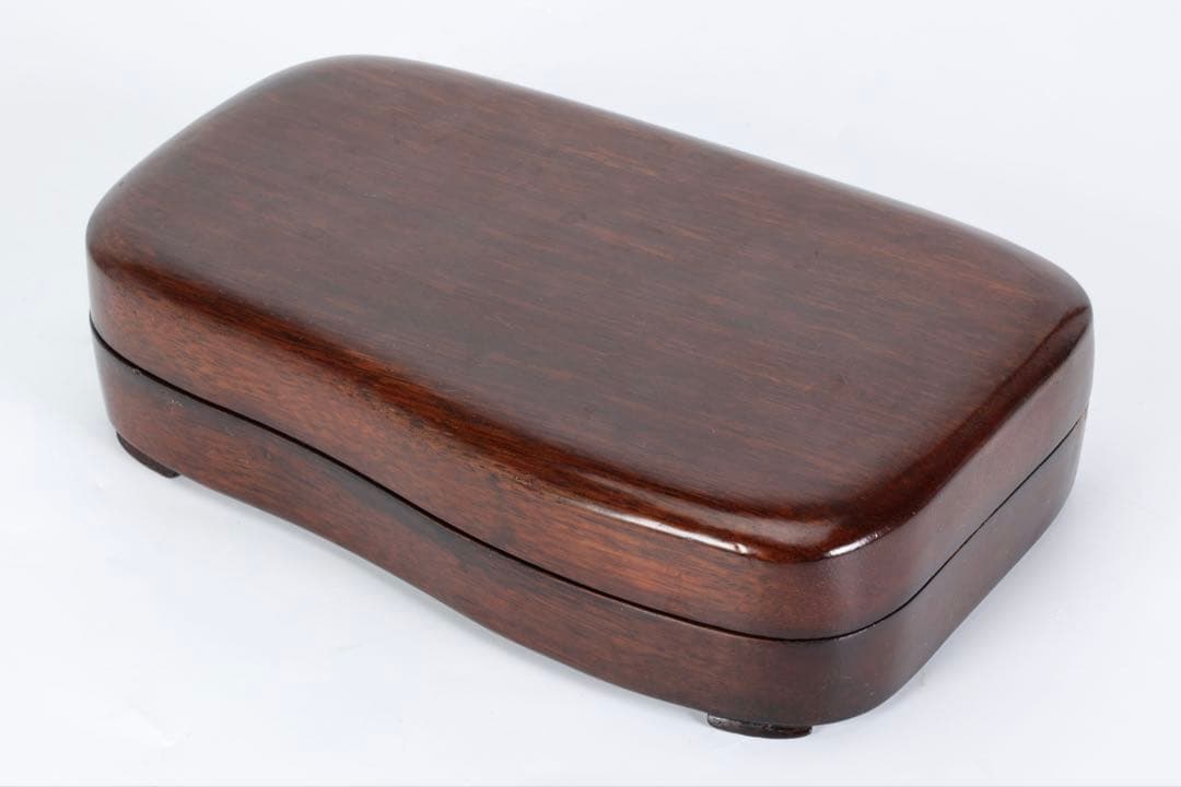 時代物 端渓硯 坑仔岩 蜘蛛紋竹形硯 唐木箱付 書道具 文房四宝 古美術 骨董品