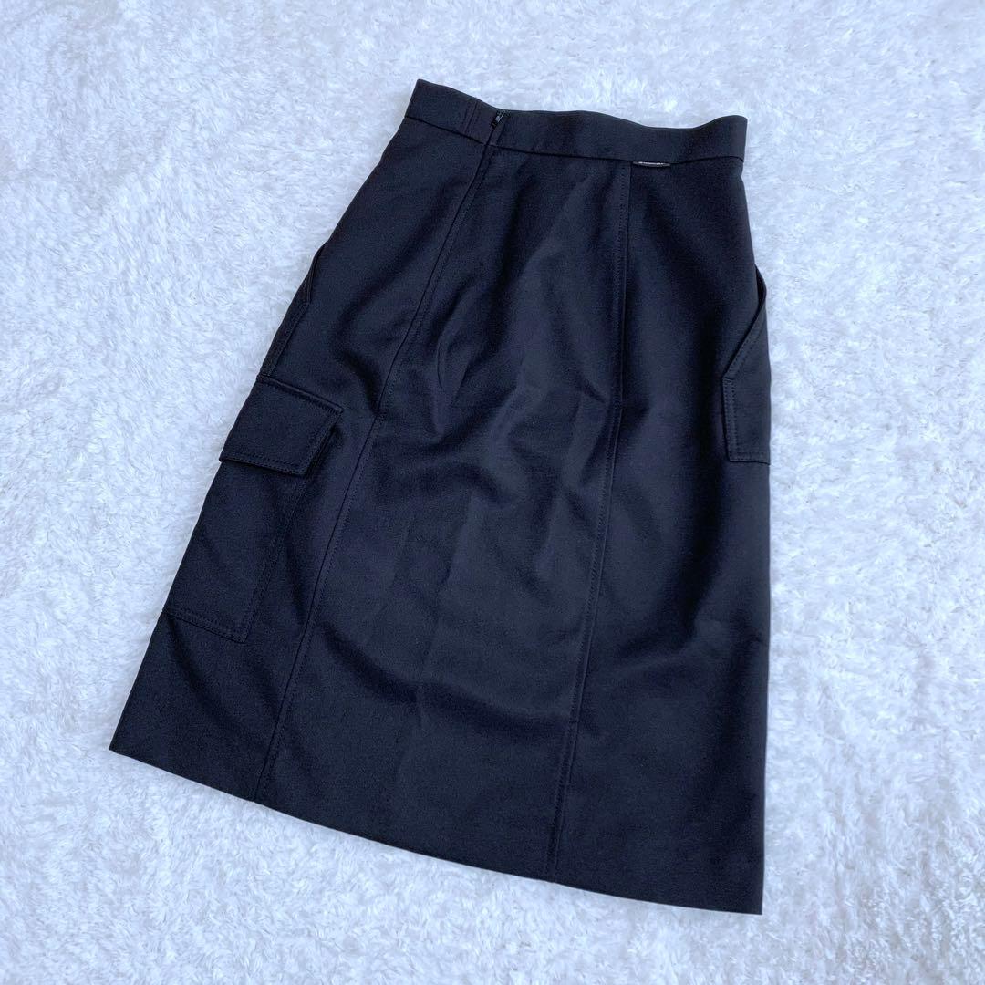 【ラム】美品♪ モンクレール ブラック ポケット付きスカート 38