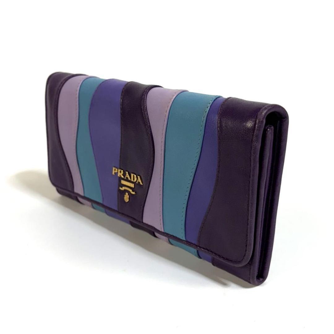 【美品】PRADA サフィアーノ レザー 二つ折り財布 イタリア製 元箱付