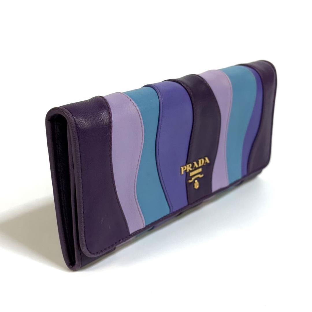 【美品】PRADA サフィアーノ レザー 二つ折り財布 イタリア製 元箱付