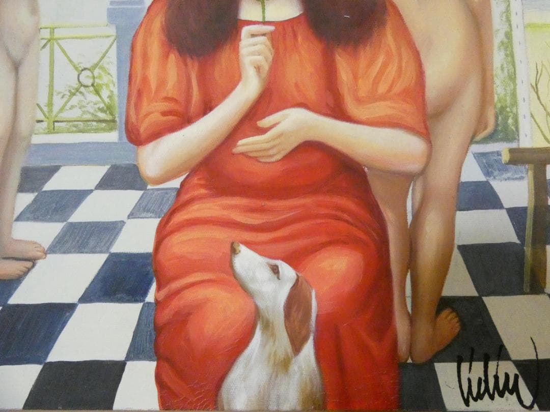 油絵　額付き　国領経郎　 F8 【　人物　】手描き　肉筆